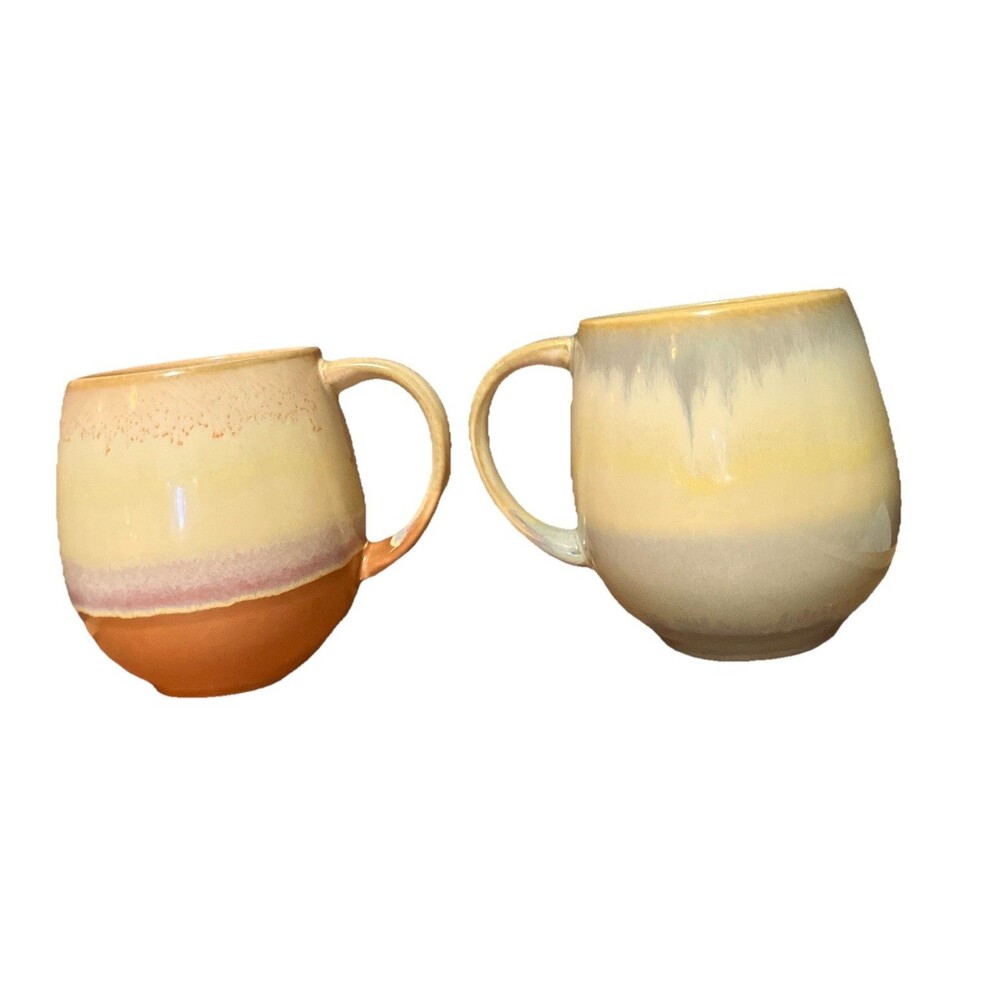 2 Ceramic urban Pottery Cabin style Coffee Mugs 12-16 oz Drip Glaze - Picture 9 of 16